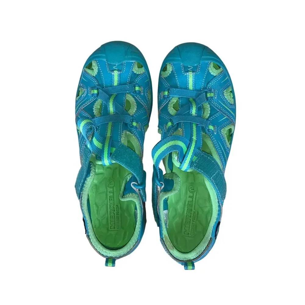 Merrell Hydro Hiker Water Sandals Youth 6W Blue Green Leather Outdoor MY53378